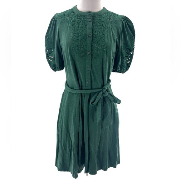 Boden embroidered jersey belted dress green sz 6 - Picture 3 of 8